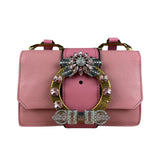 Miu Miu Pink Leather Madras Crystal Embellished Shoulder Bag
