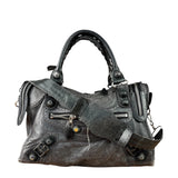 Balenciaga Dark Grey Covered Brogues City Bag
