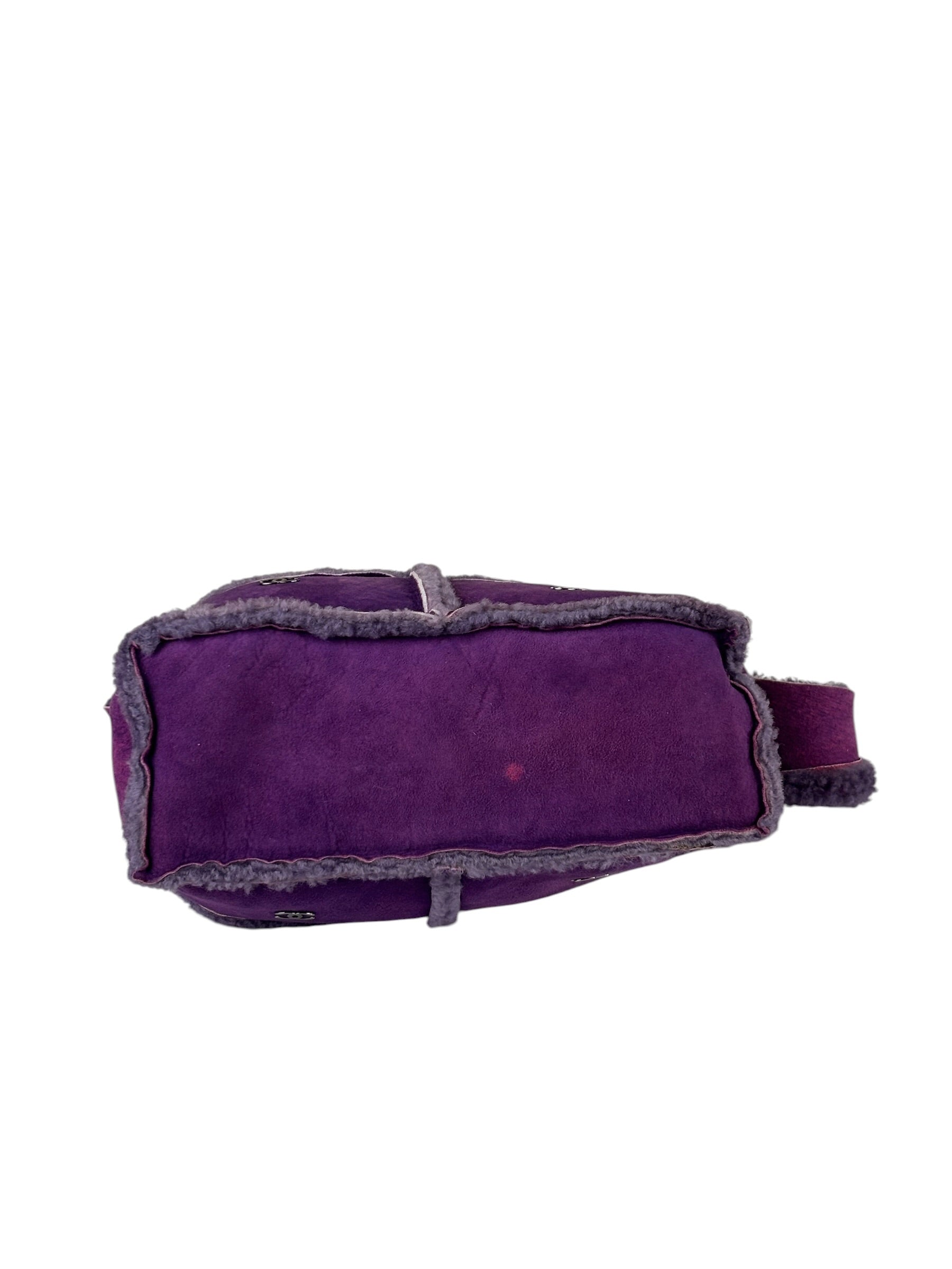 Chanel Vintage Purple Shearling/Suede Patchwork Shoulder Bag 2000