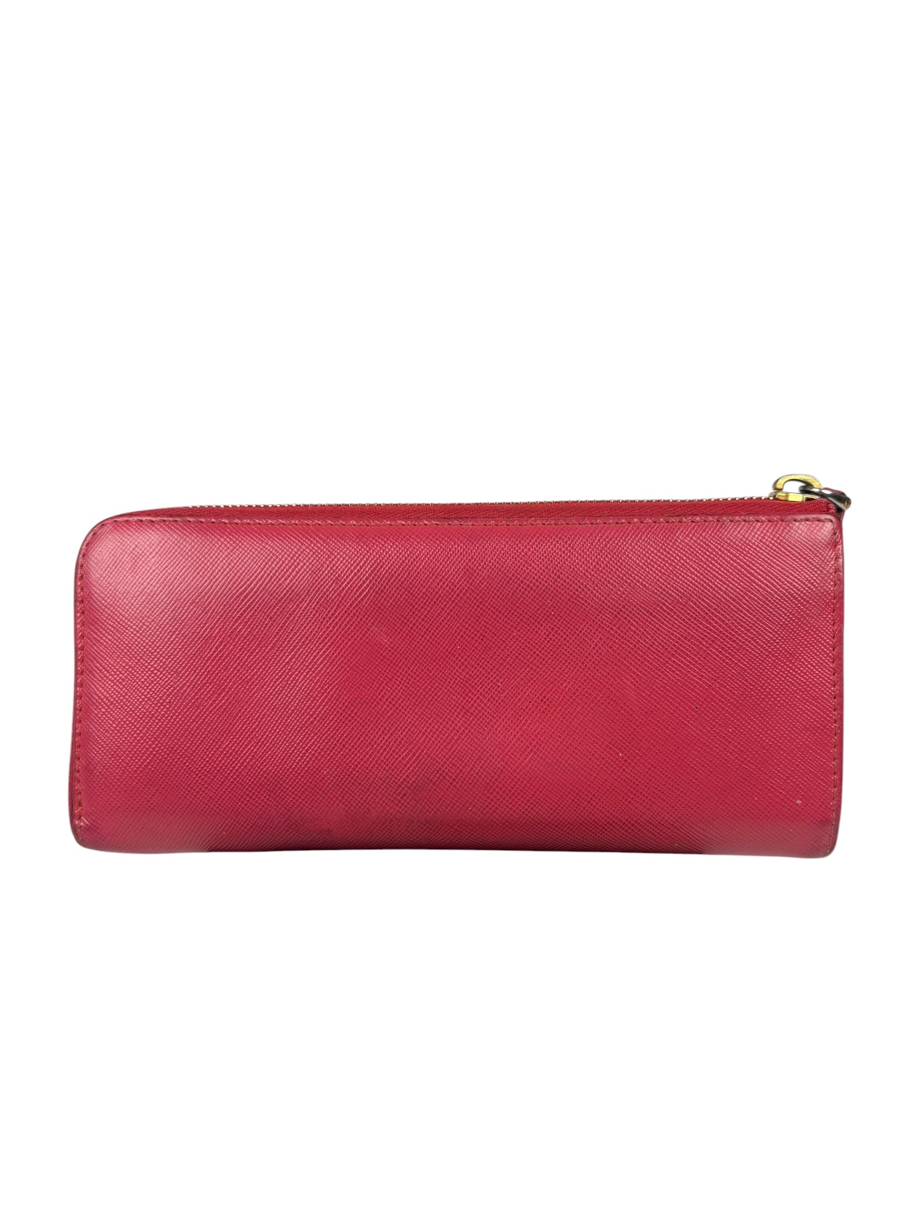 Prada Vintage Pink Saffiano Leather Long Wallet