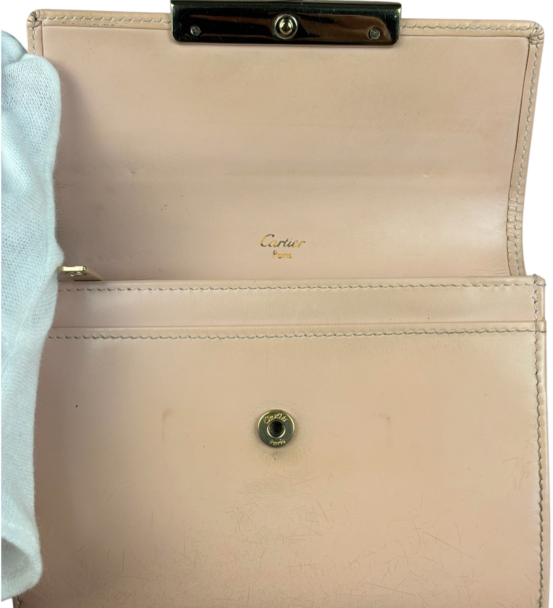 Cartier Vintage Pink Patent Leather Compact Wallet