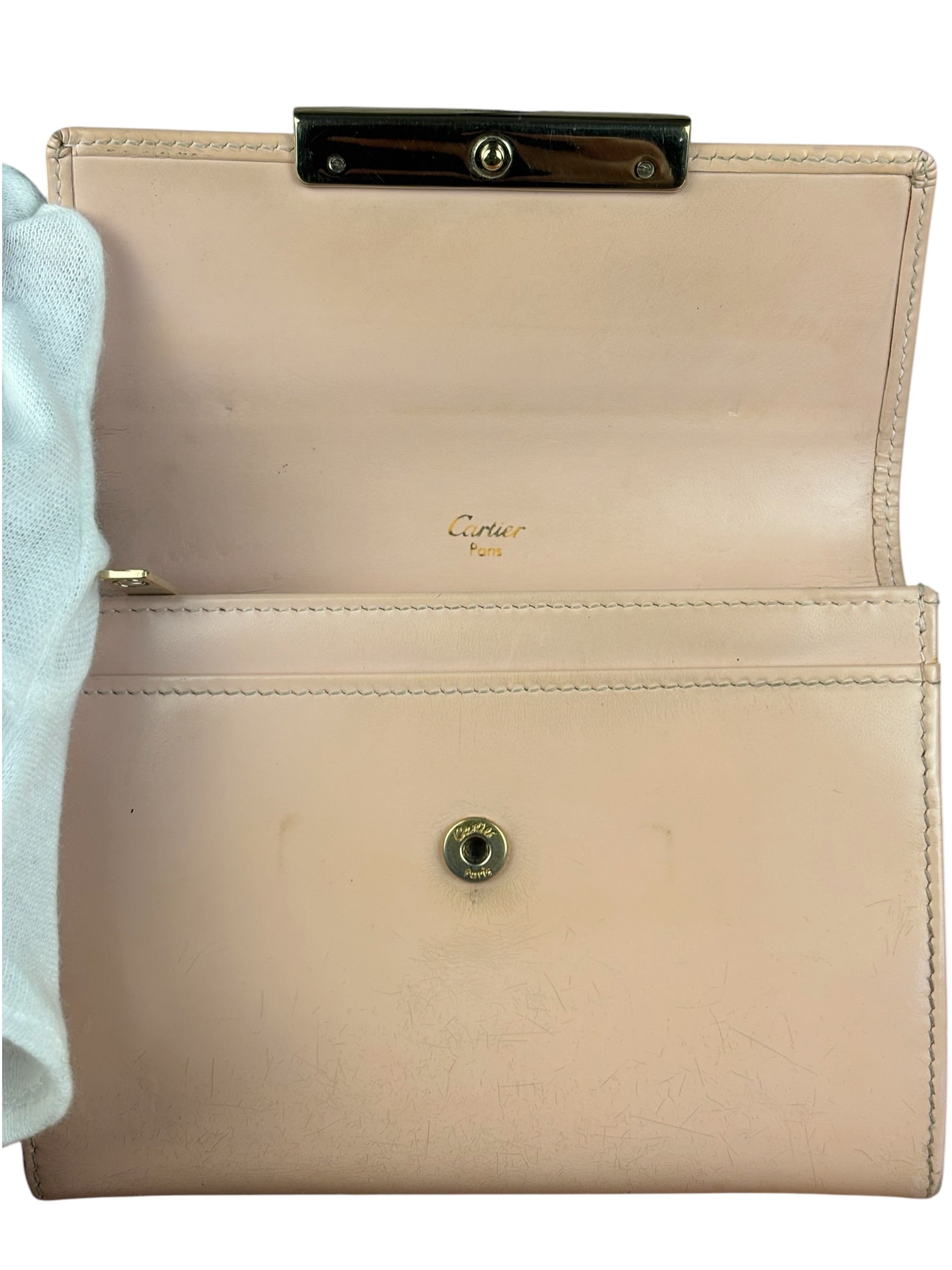 Cartier Vintage Pink Patent Leather Compact Wallet