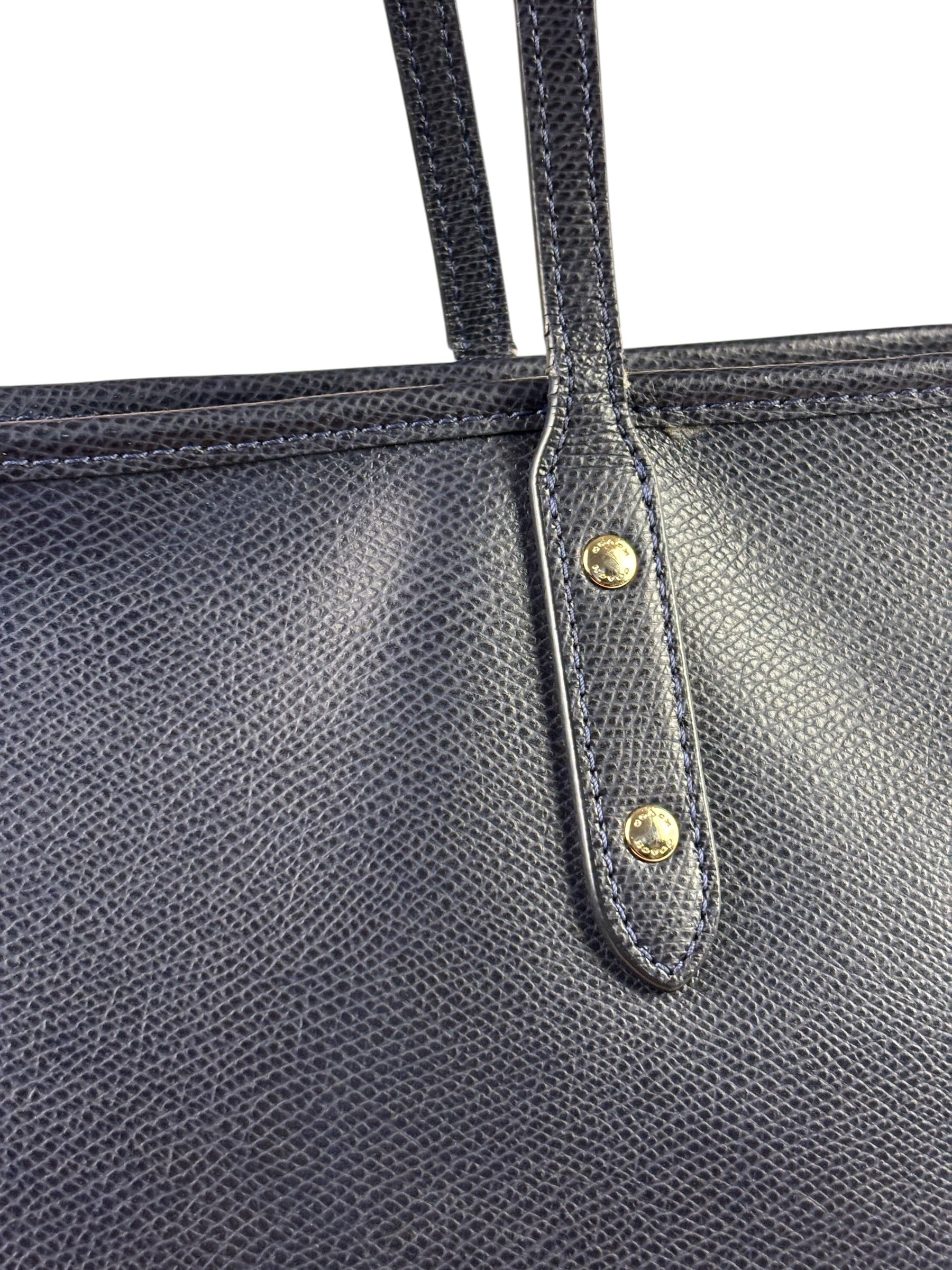 Coach Navy Crossgrain Leather City Zip Shoulder Bag