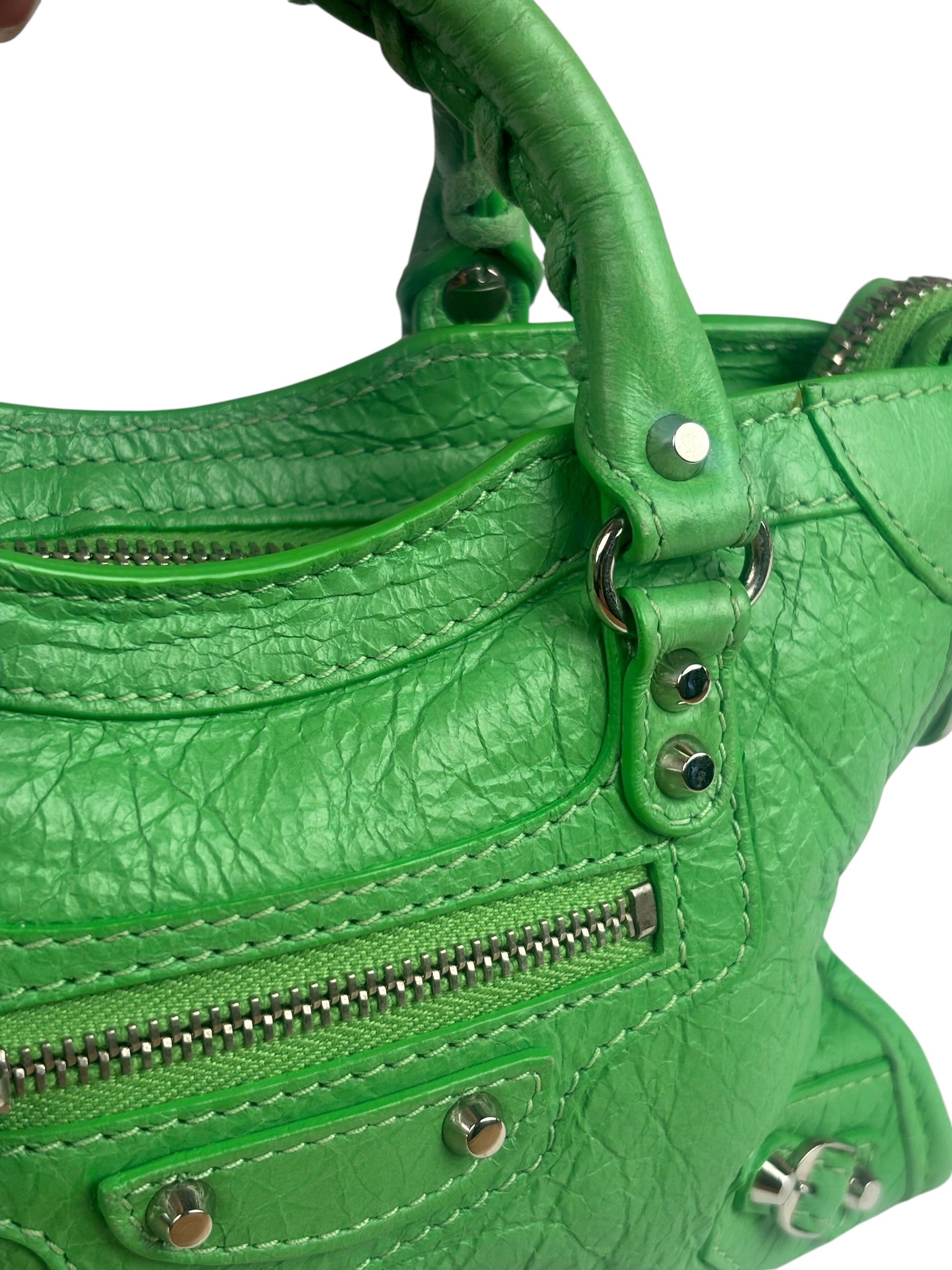 Balenciaga Green Leather Small Le City Two-Way Bag
