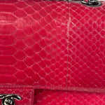 Chanel Classic Double Flap Python Bag Pink 2014