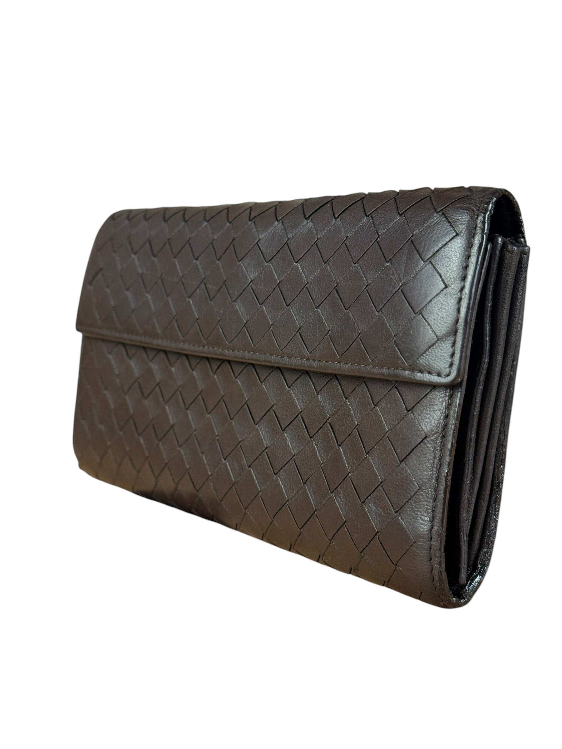 Bottega Veneta Vintage Brown Intrecciato Long Wallet