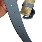Gucci Belt GG Supreme White with Blue Buckle