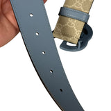 Gucci Belt GG Supreme White with Blue Buckle