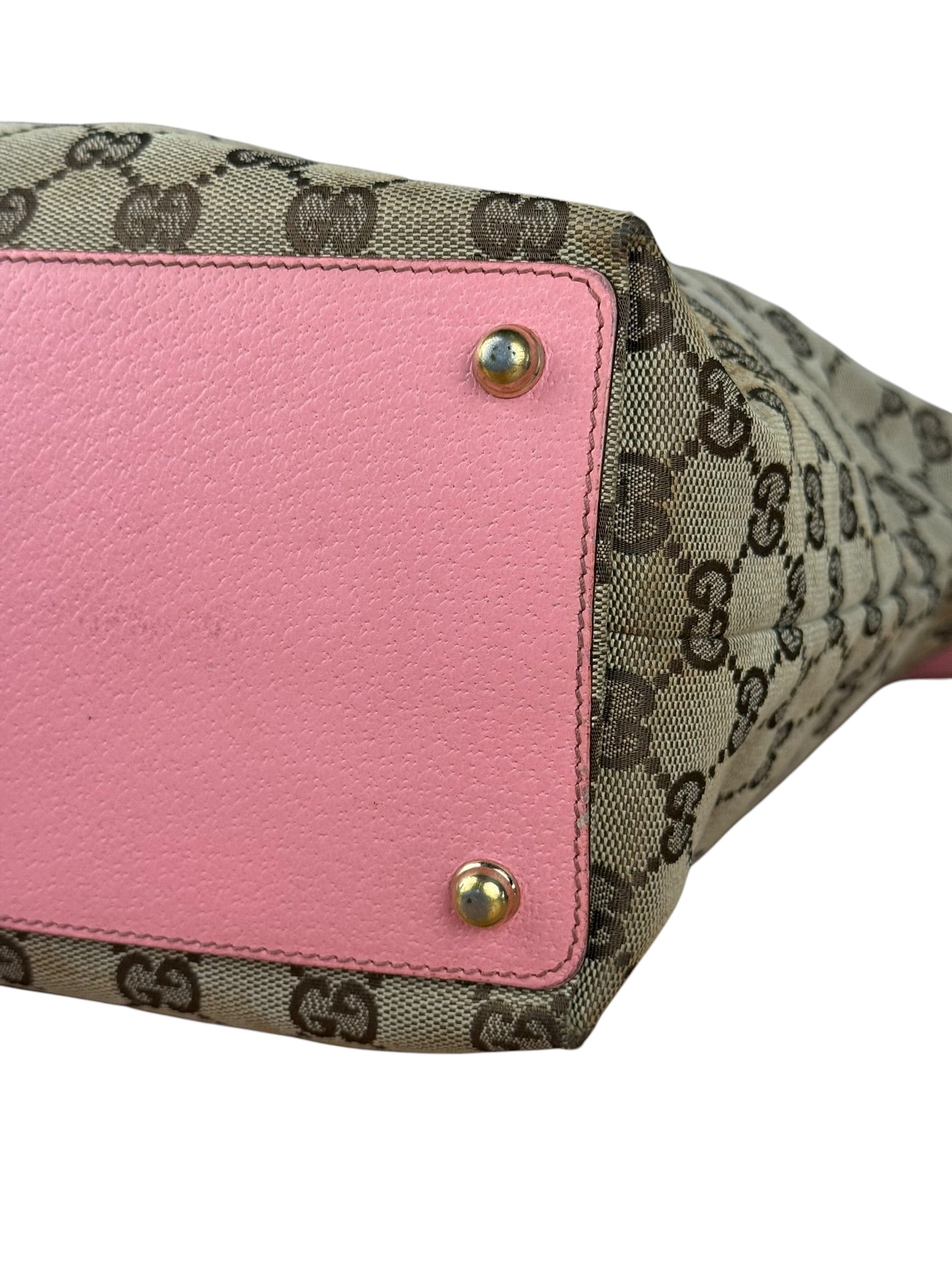 Gucci GG Pink Leather Canvas Eclipse Tote Bag