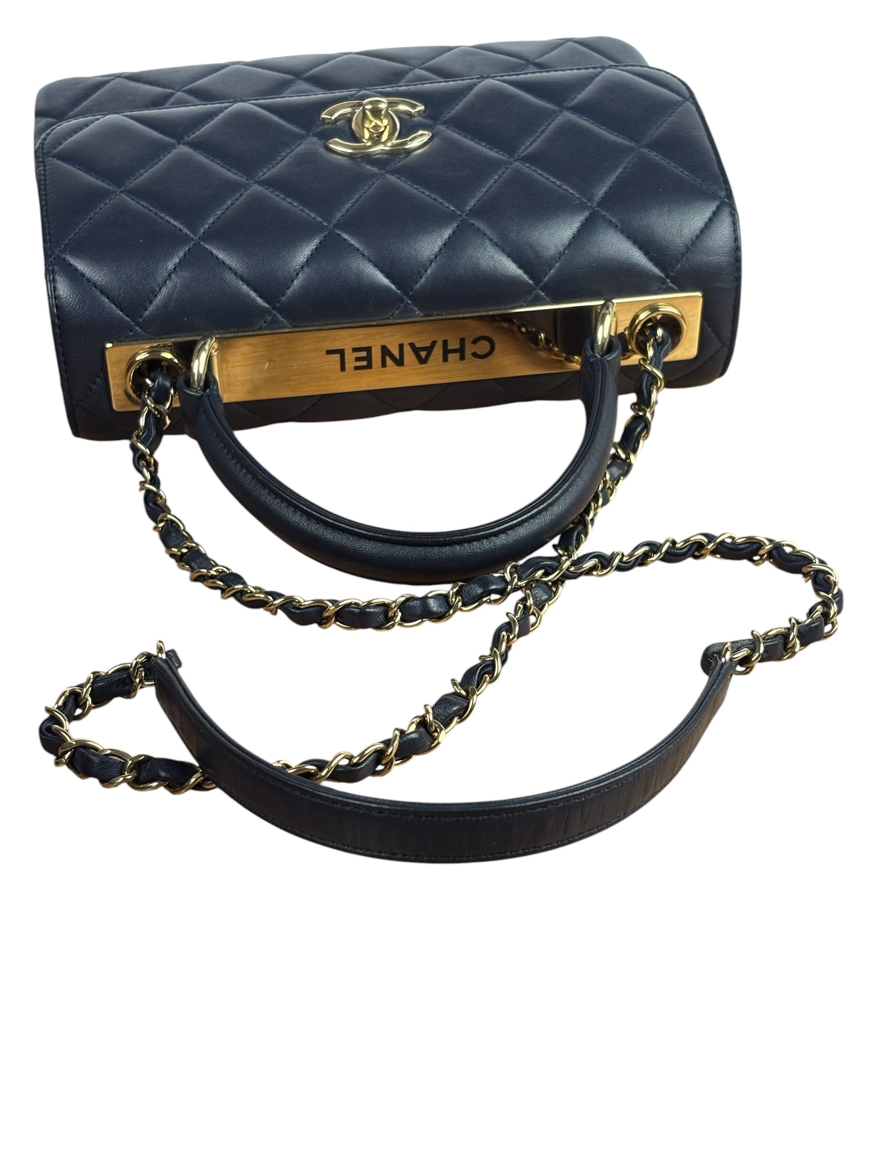 Chanel Navy Quilted Lambskin Small Trendy Flap Bag