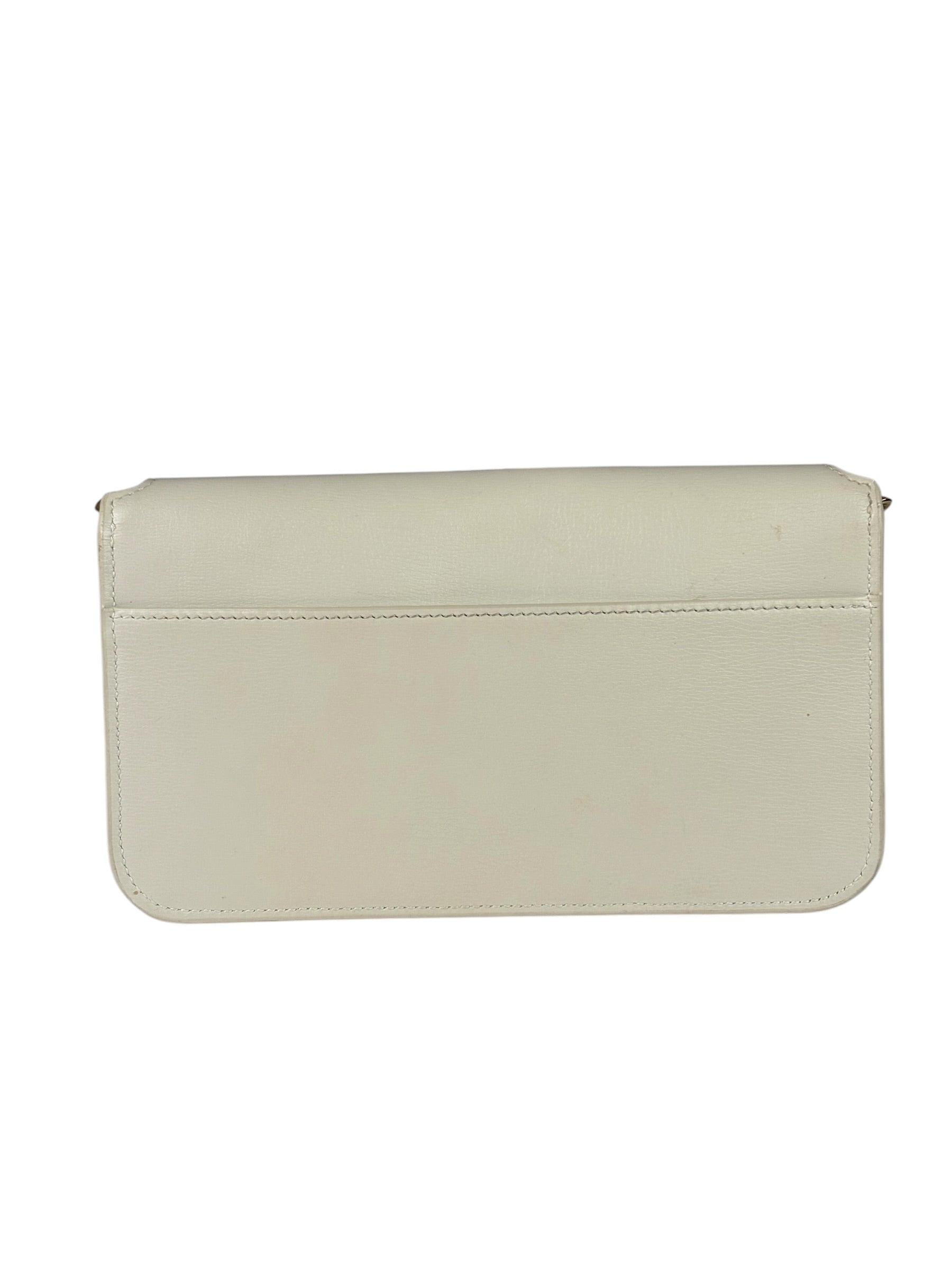 YSL Beige Leather Cassandre Flap Phone Holder