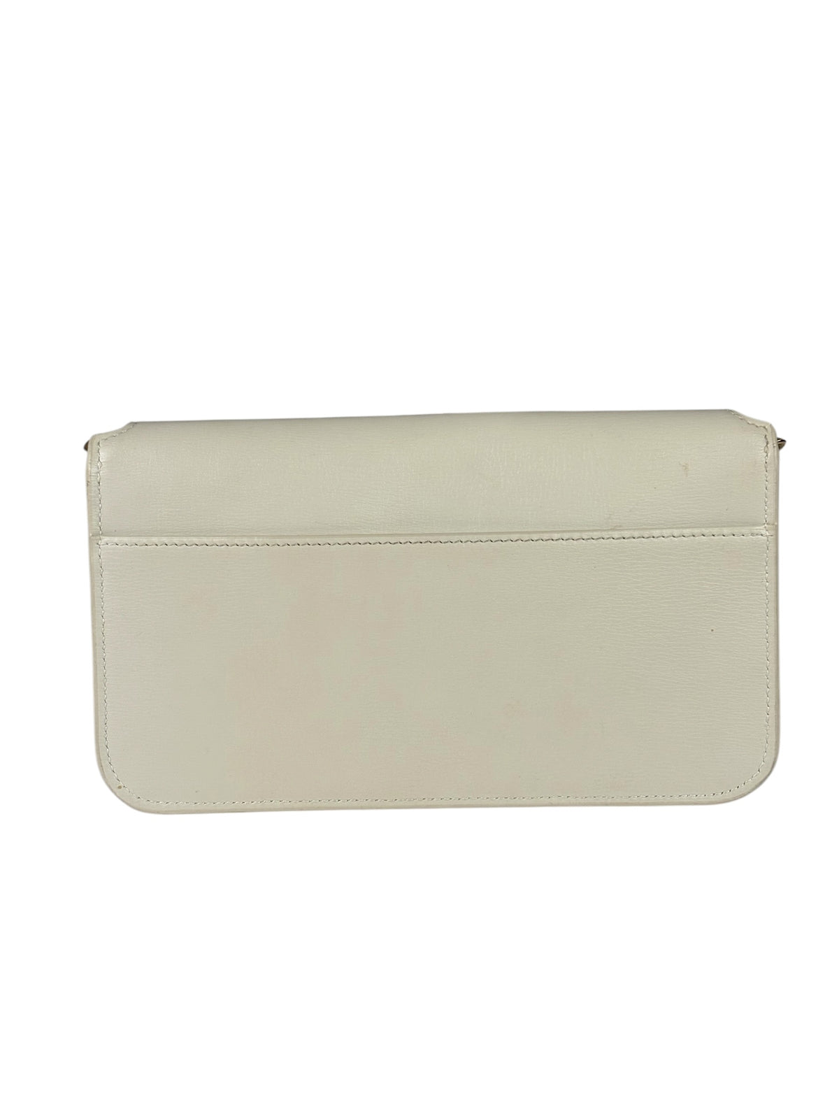 YSL Beige Leather Cassandre Small Chain Flap Bag