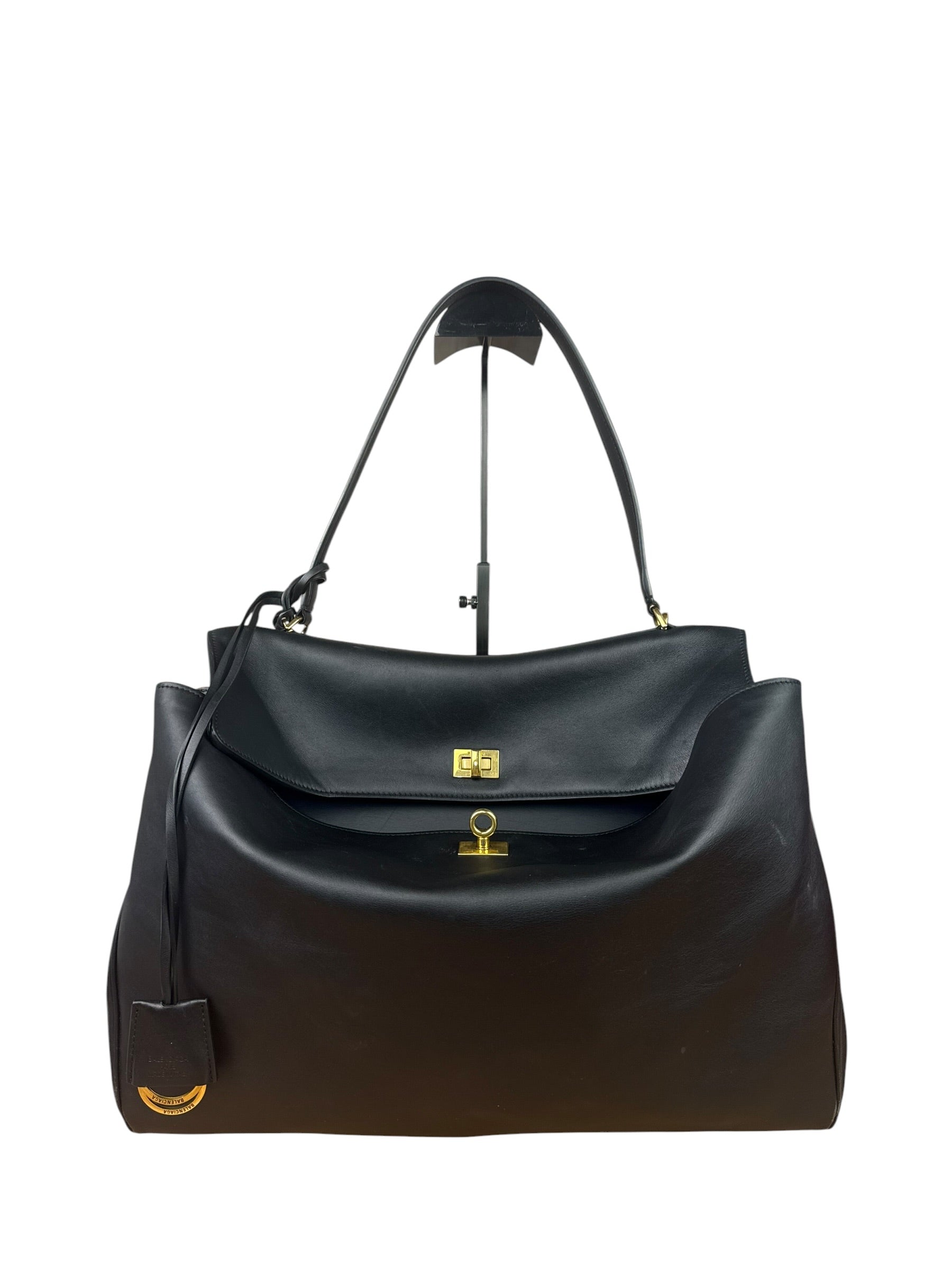 Balenciaga Large Rodeo Leather 2Way Handbag Black