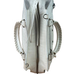 Balenciaga White Crocodile-Embossed Leather Two-Way Bag