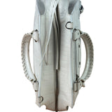 Balenciaga White Crocodile-Embossed Leather Two-Way Bag