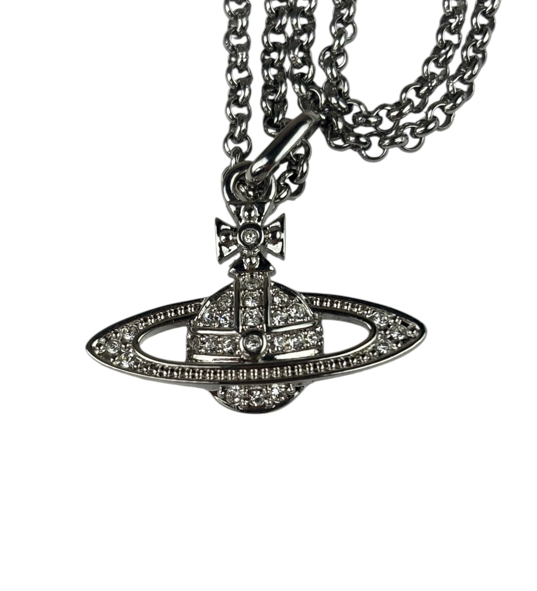 Vivienne Westwood Silver Toned Bas Relief Pendant Necklace