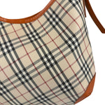 Burberry Orange Leather Trim Nova Check Hobo Bag