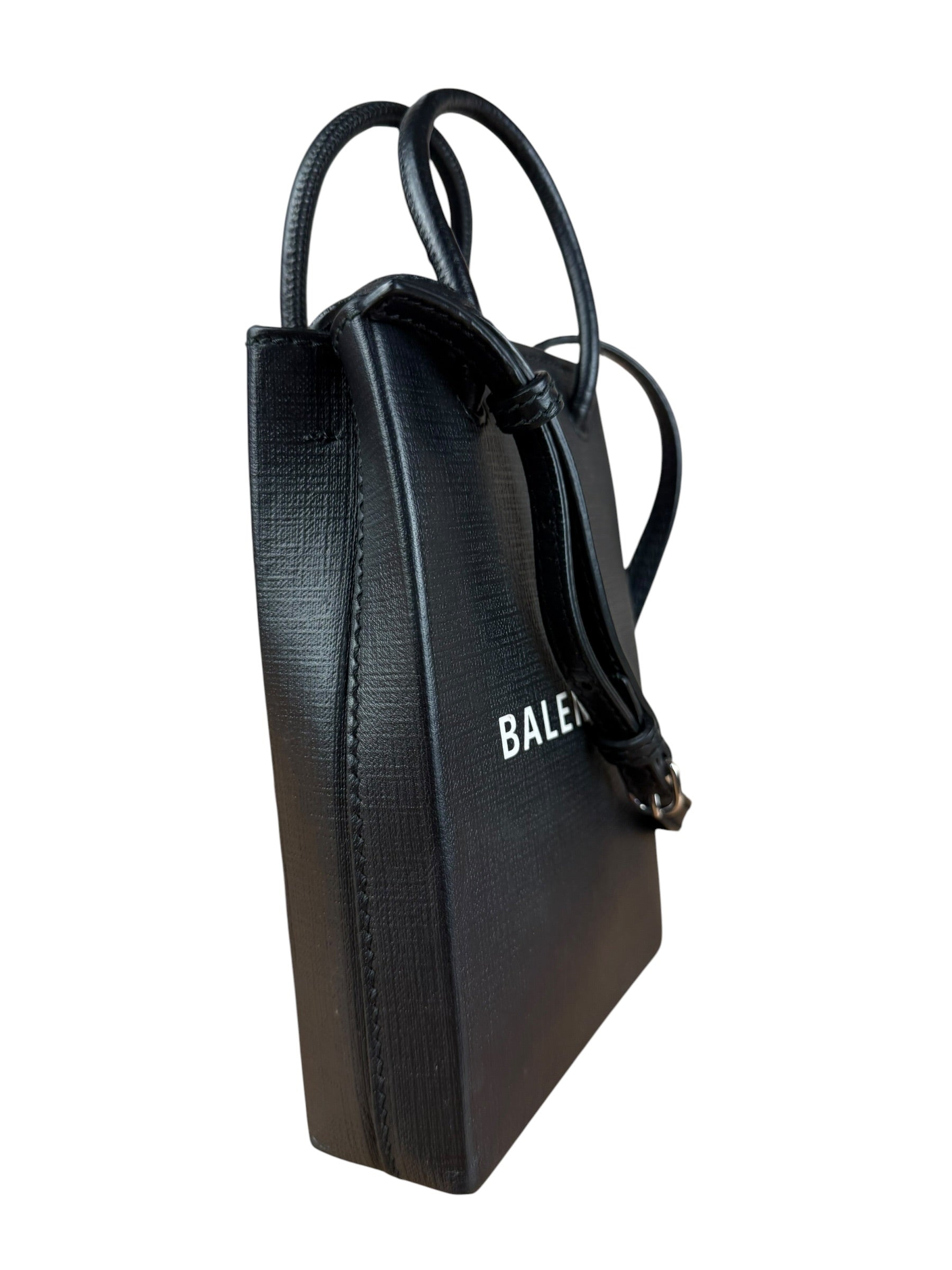 Balenciaga Black Mini Shopping Tote Phone Holder
