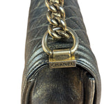 Chanel Metallic Dark Bronze Leather Old Medium Boy Flap Shoulder Bag