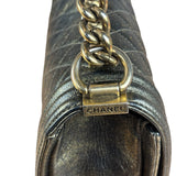Chanel Metallic Dark Bronze Leather Old Medium Boy Flap Shoulder Bag
