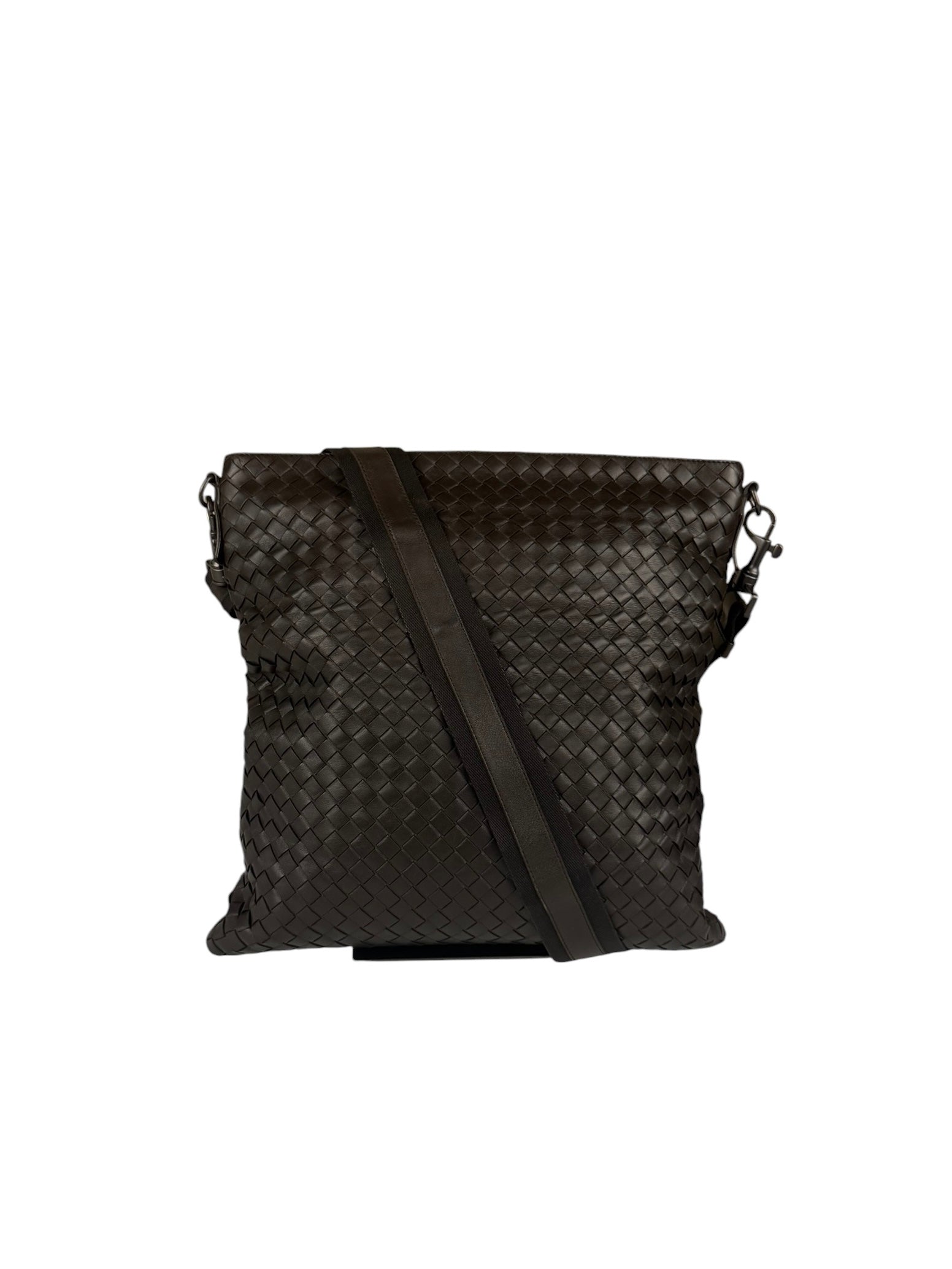 Bottega Veneta Brown Leather Woven Intrecciato Crossbody Bag
