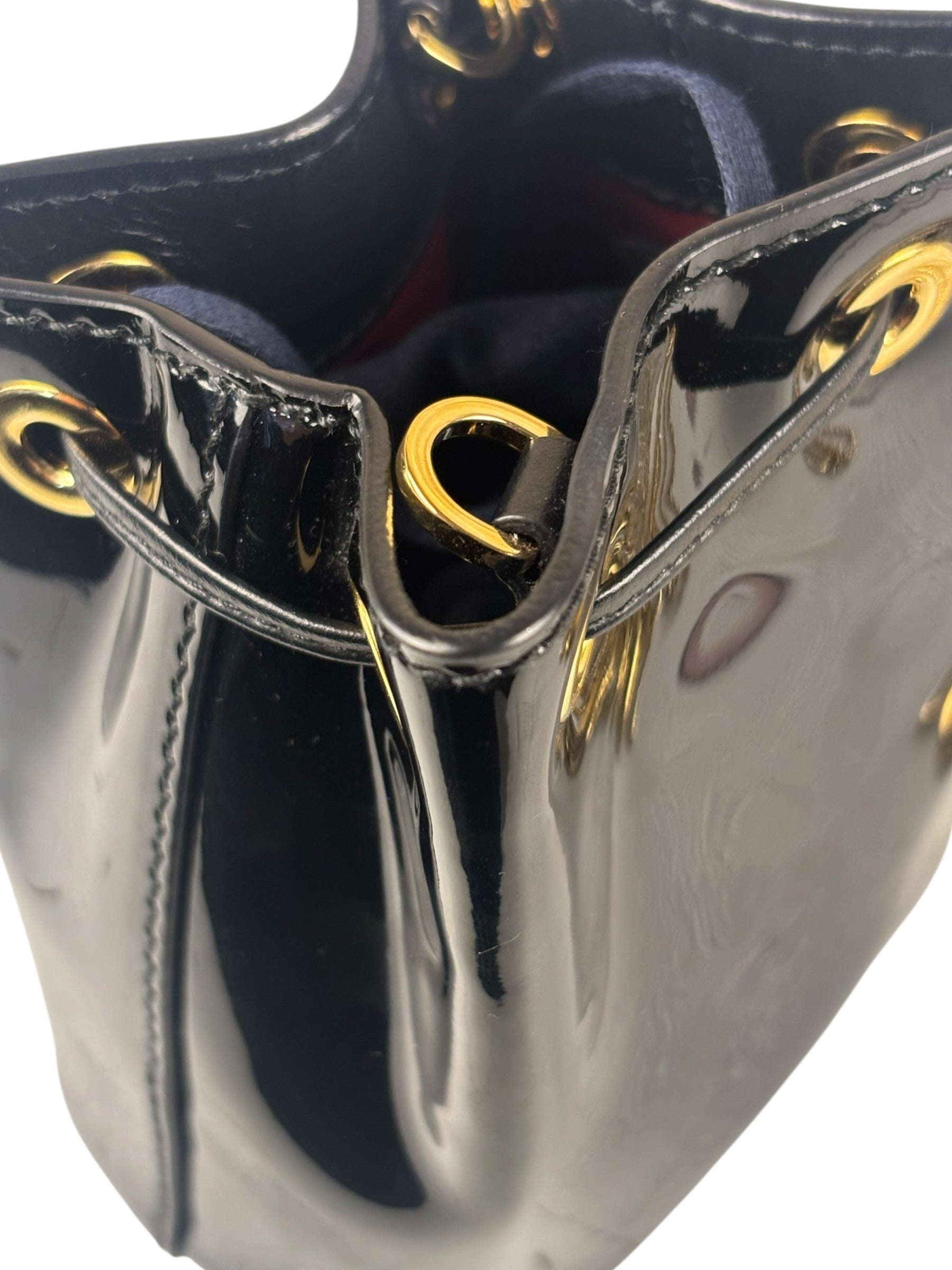 Prada Black Patent Leather Mini Chain Pouch