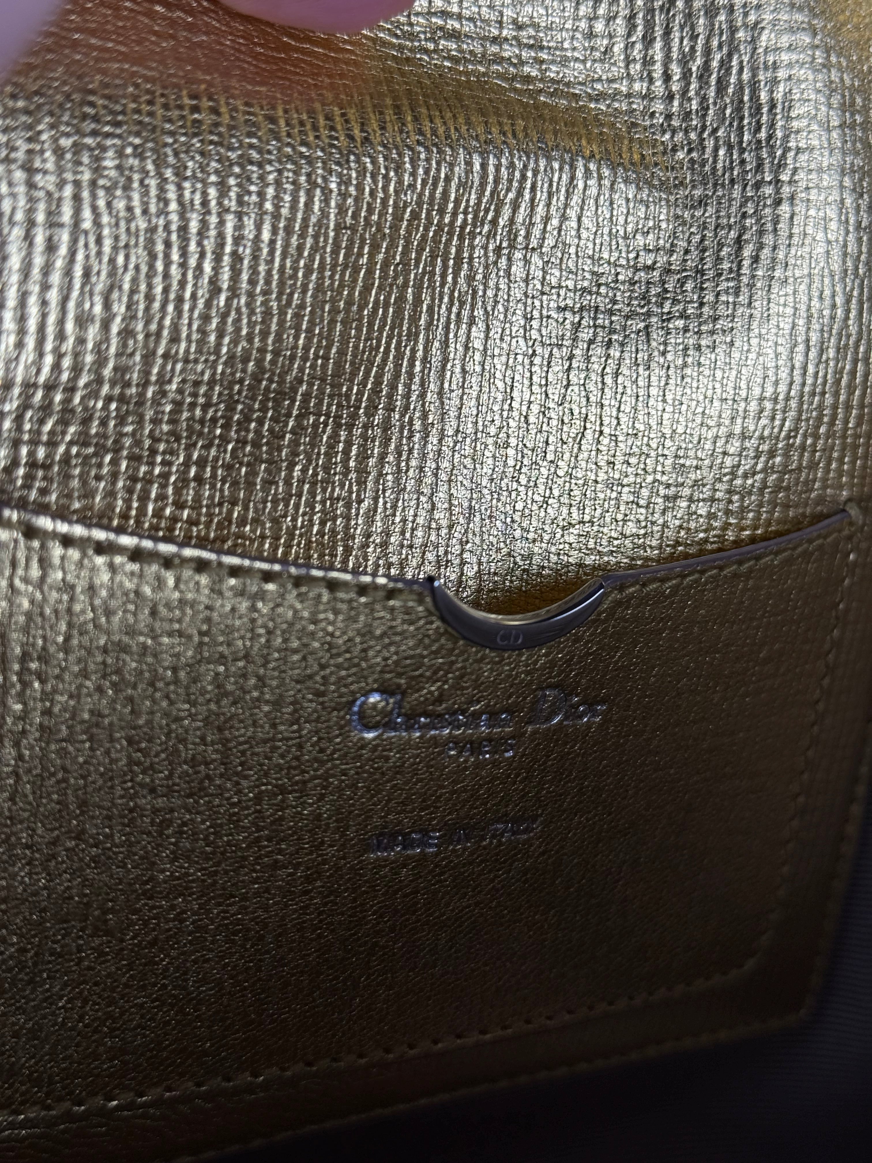 Christian Dior Diorever Gold Leather Clutch Bag