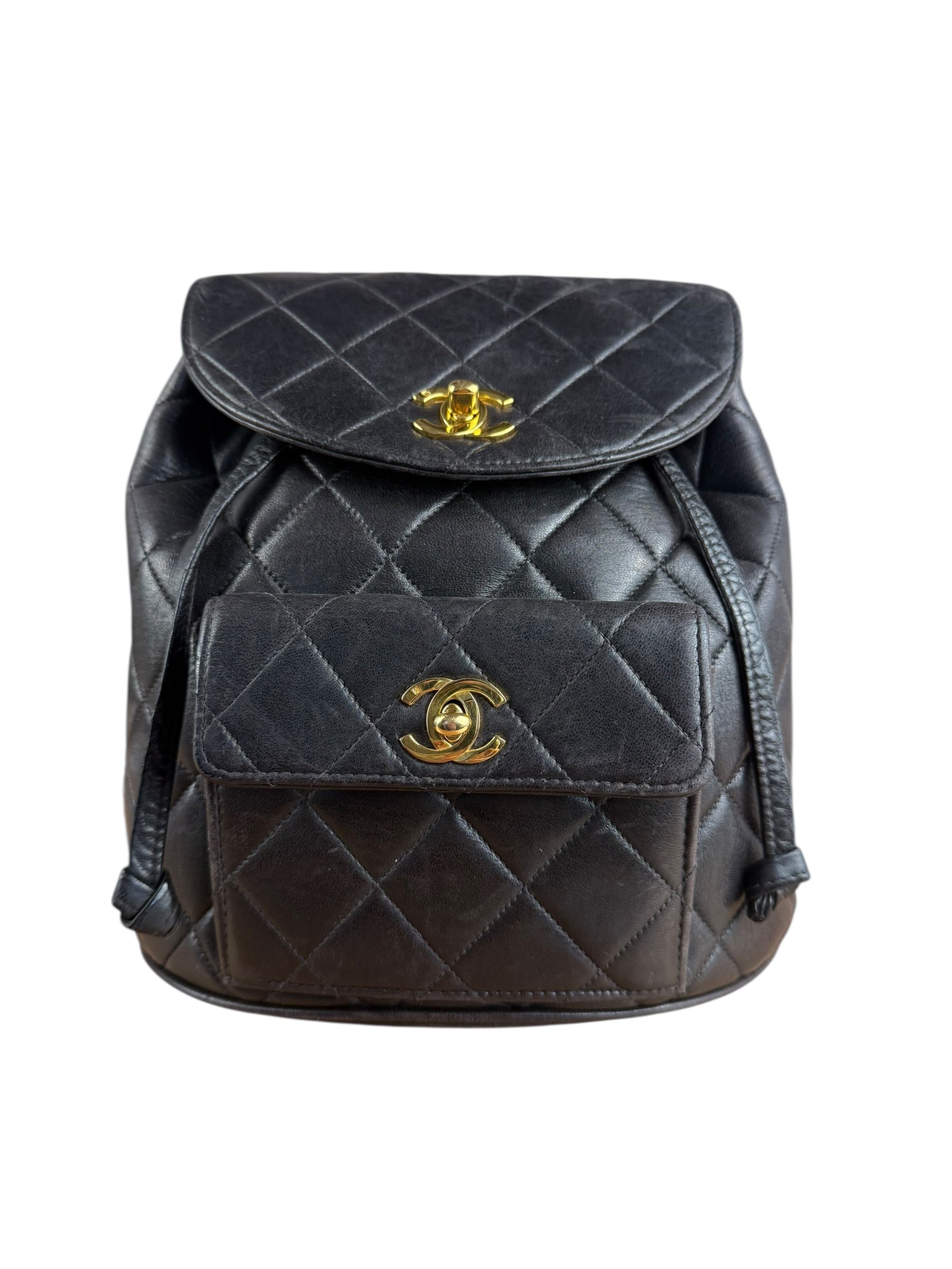 Chanel Black Quilted CC Duma Leather Backpack '97