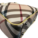 Burberry Beige Nova Check Canvas Patent Leather Tote Bag