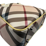 Burberry Beige Nova Check Canvas Patent Leather Tote Bag