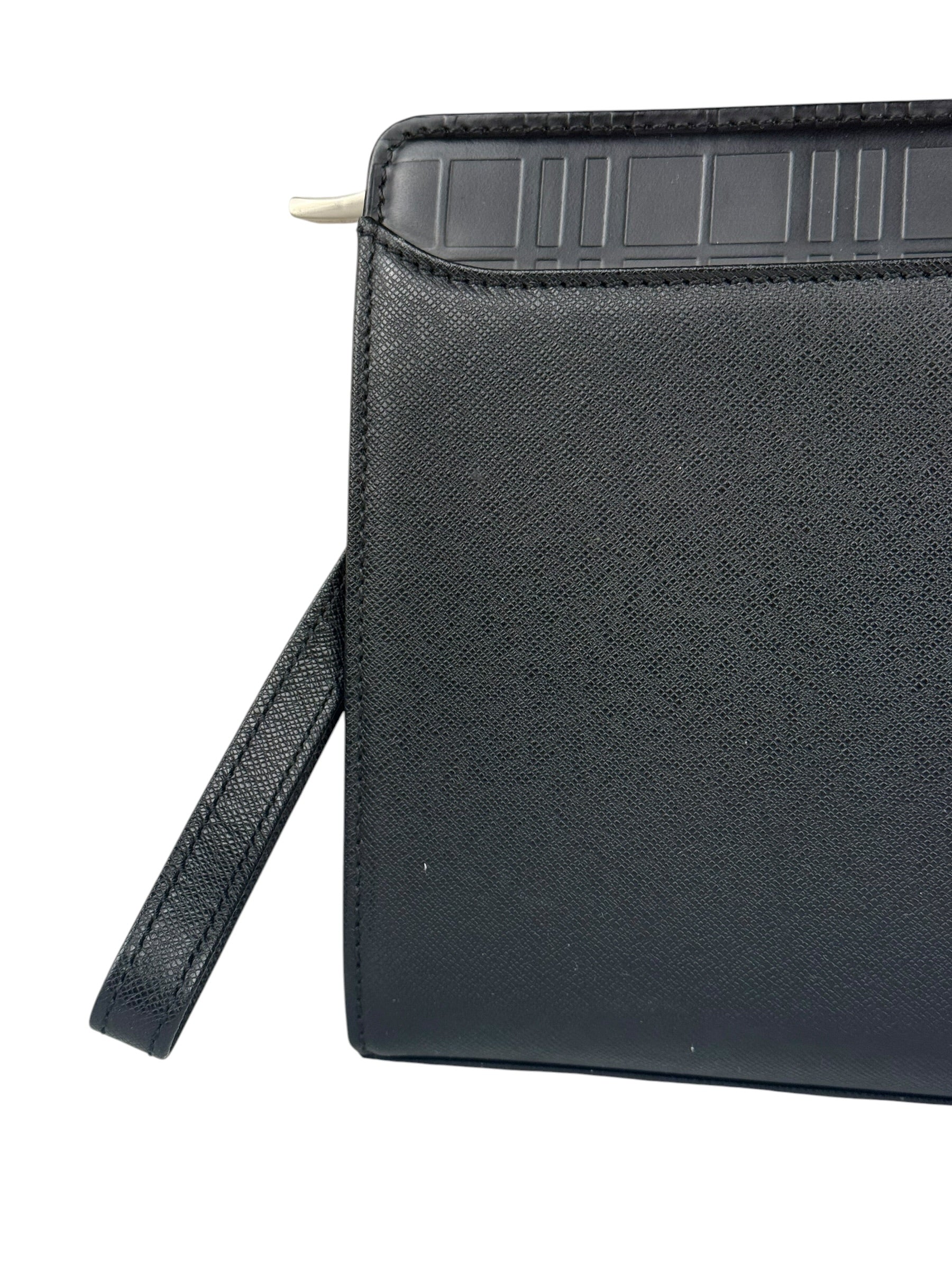 Burberry Black Leather Zip Clutch Pouch