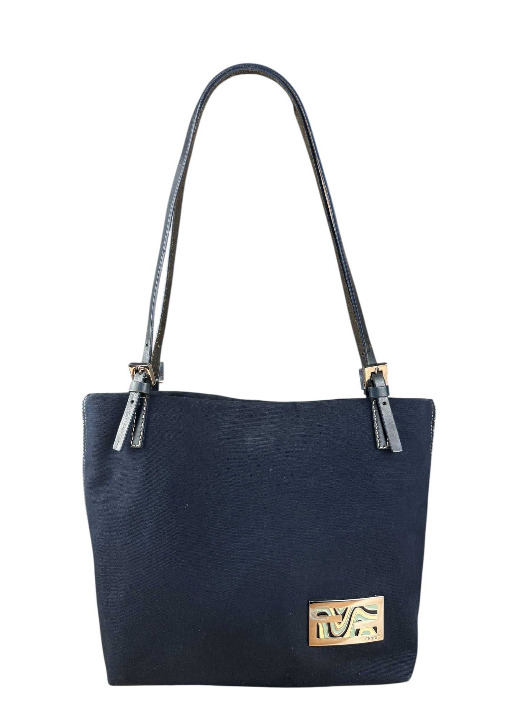 Fendi FF Wave Canvas Shoulder Tote