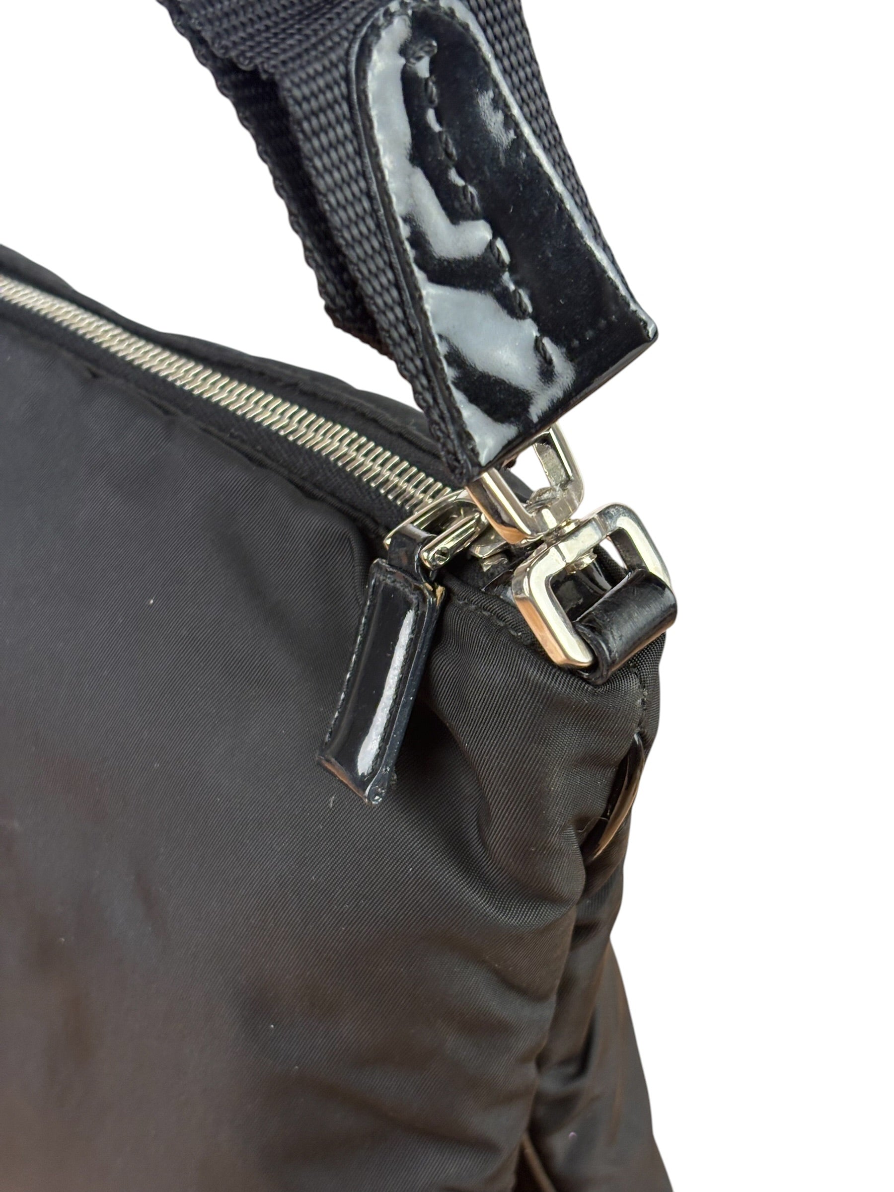 Prada Patent-Trimmed Nylon Crossbody Bag