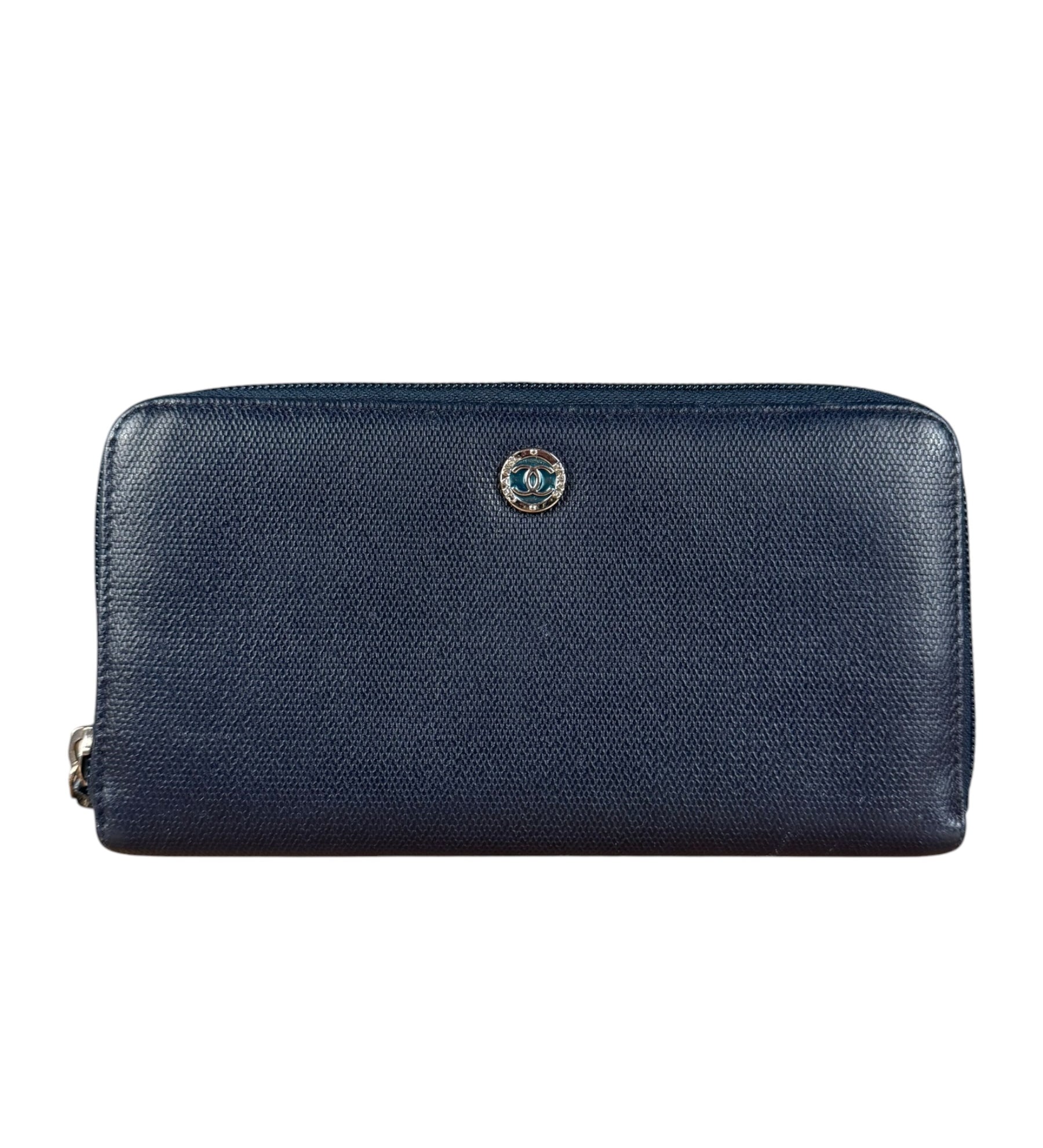 Chanel Navy Blue Long Zip Wallet