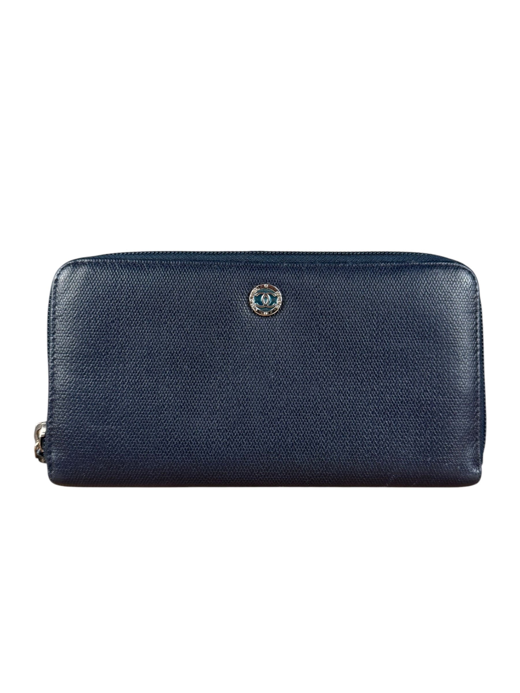 Chanel Navy Blue Long Zip Wallet
