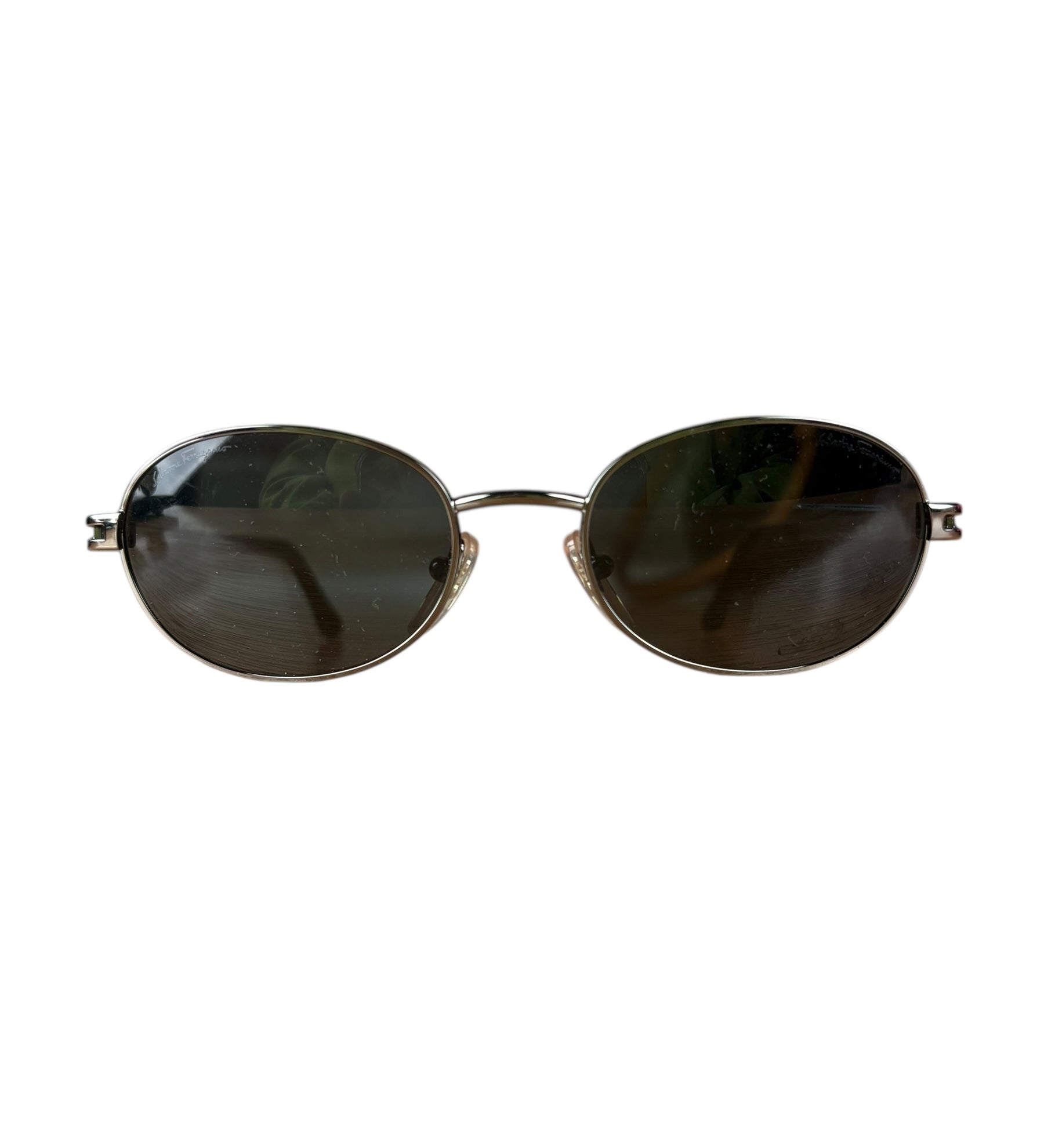 Ferragamo Circle Frame Gray Sunglasses