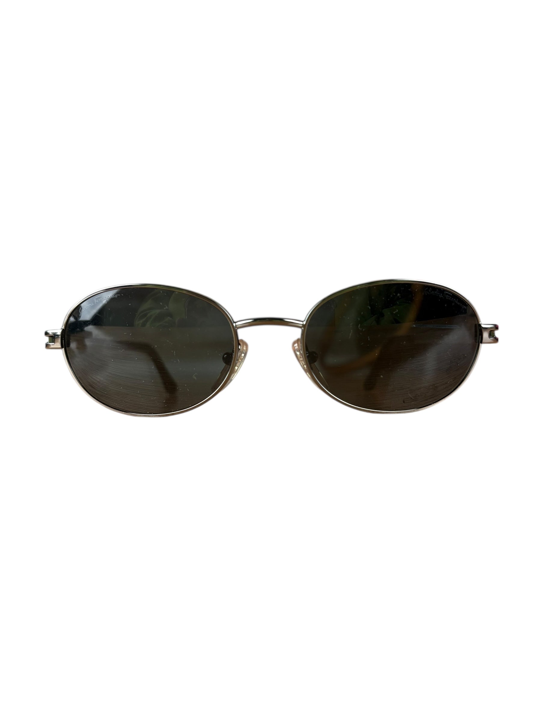 Ferragamo Circle Frame Gray Sunglasses
