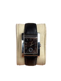 Fendi 7000G Black Leather Rectangular Stainless Steel Dial Watch