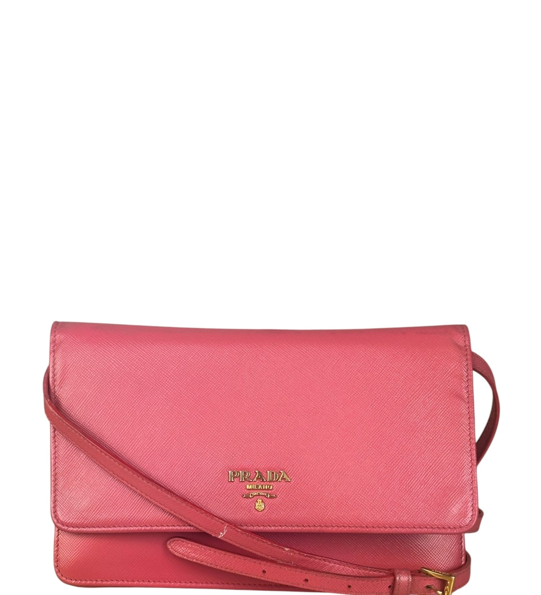 Prada Pink Saffiano Leather Pouchette