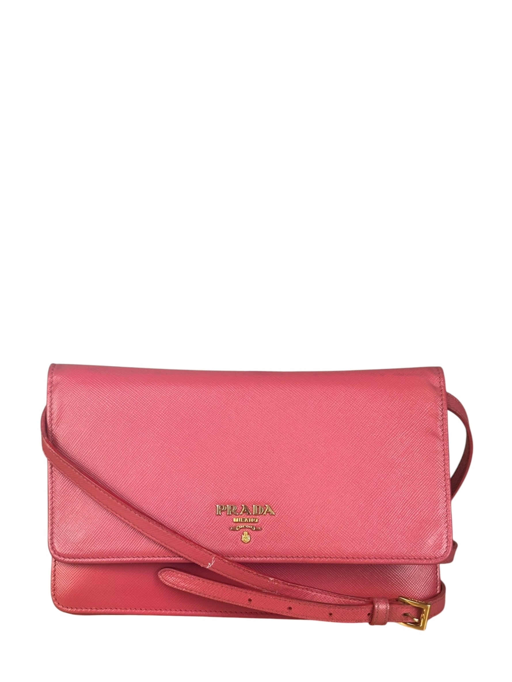 Prada Pink Saffiano Leather Pouchette