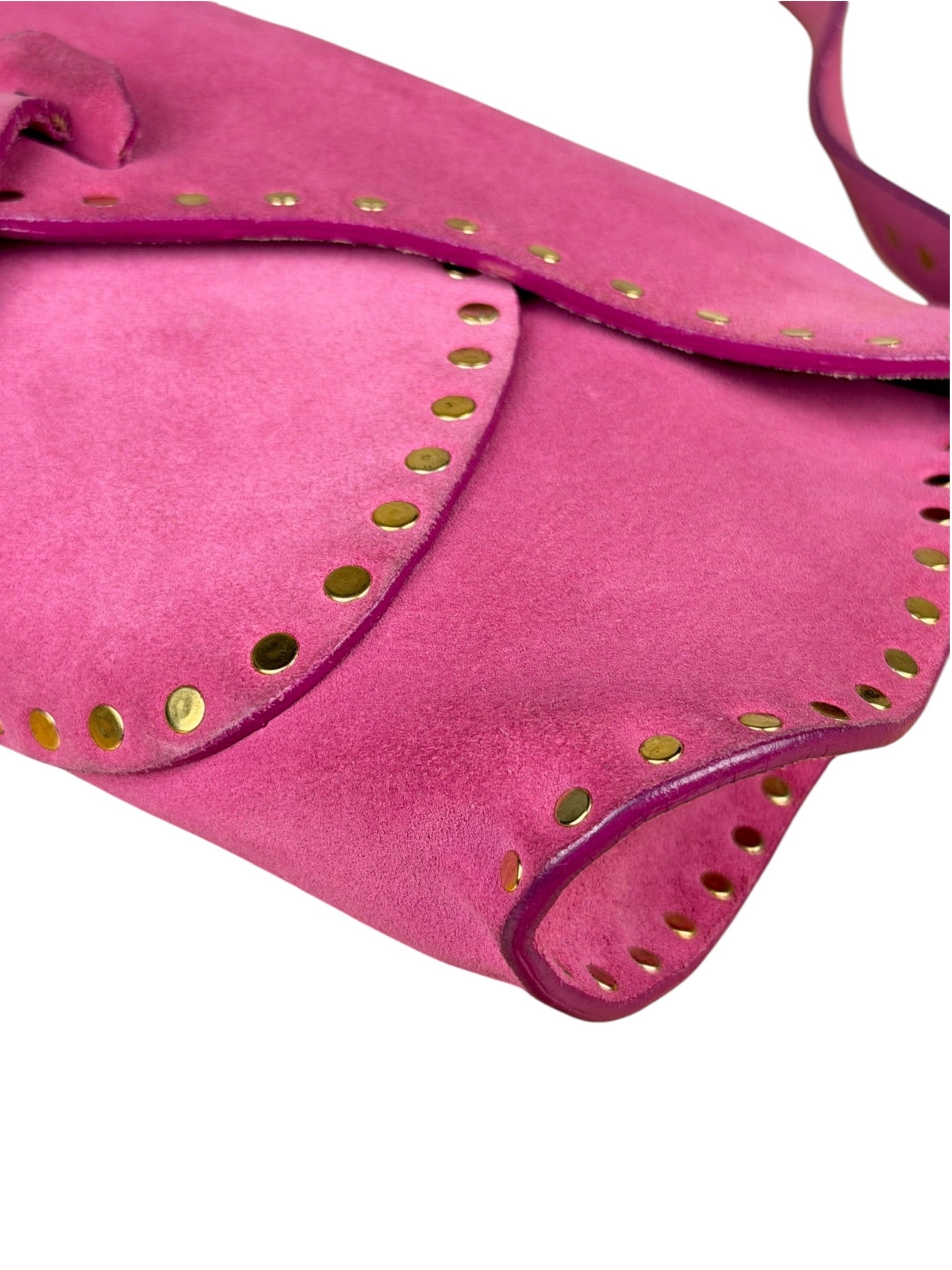 Celine Vintage Pink Suede Poulbot Shoulder Bag