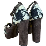 Miu Miu Vintage Woven Tweed Platform Sandals