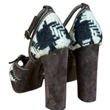 Miu Miu Vintage Woven Tweed Platform Sandals