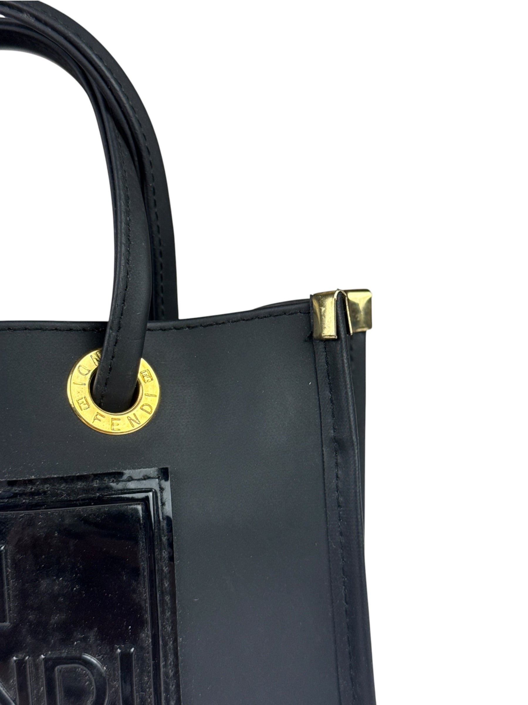 Fendi Black Rubber Mini Shoppers Tote