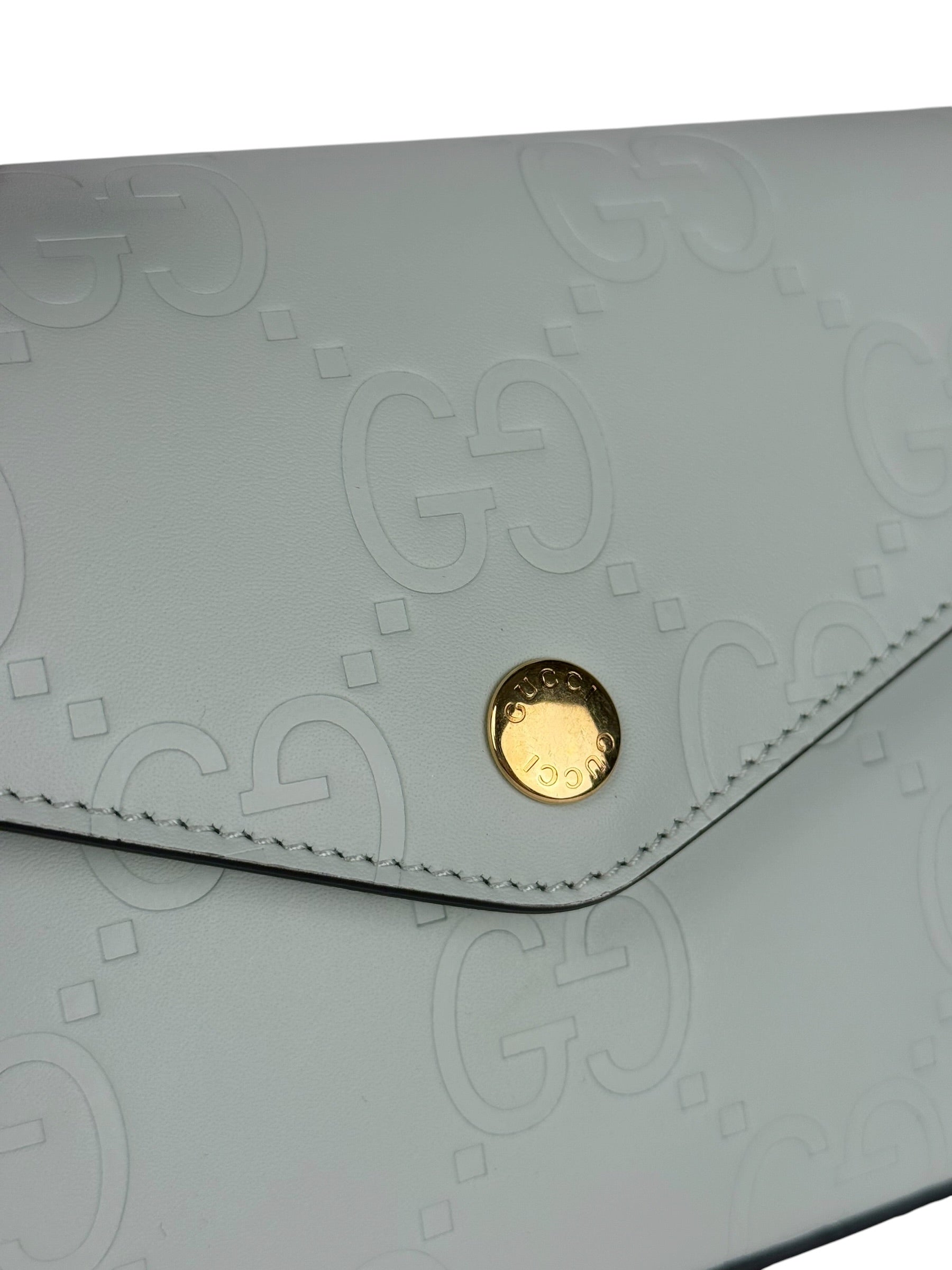 Gucci GG Super Mini Leather Shoulder Bag Pale Blue