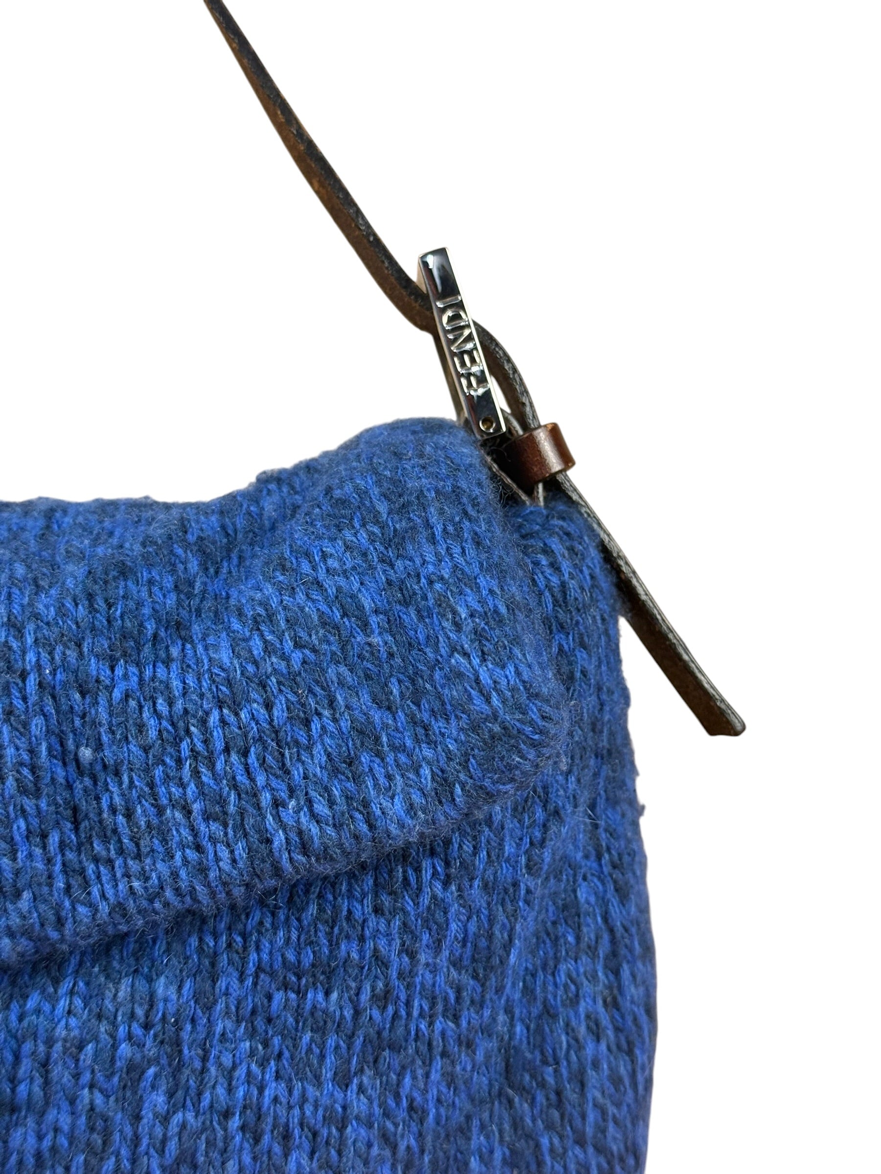 Fendi Vintage Blue Cashmere Baguette