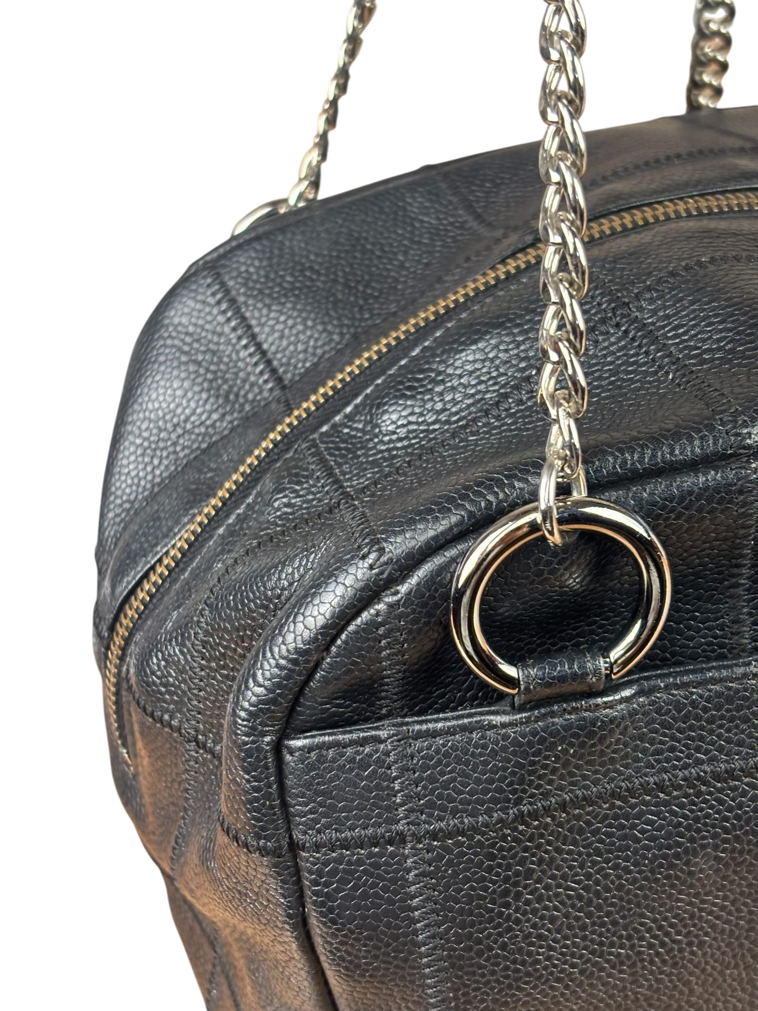 Chanel Black Caviar Chocolate Bar Shoulder Bag