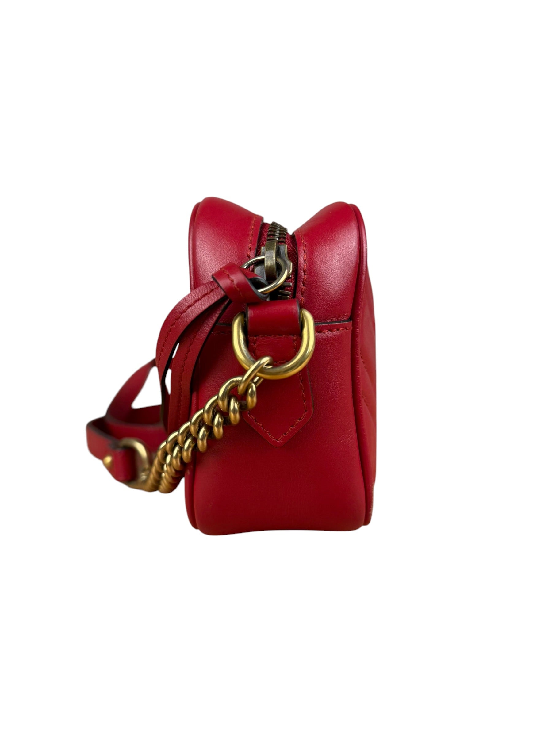 Gucci Leather GG Red Marmont Crossbody