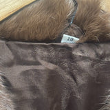 Vintage Brown French Rabbit Fur & Acetate Satin Long Coat