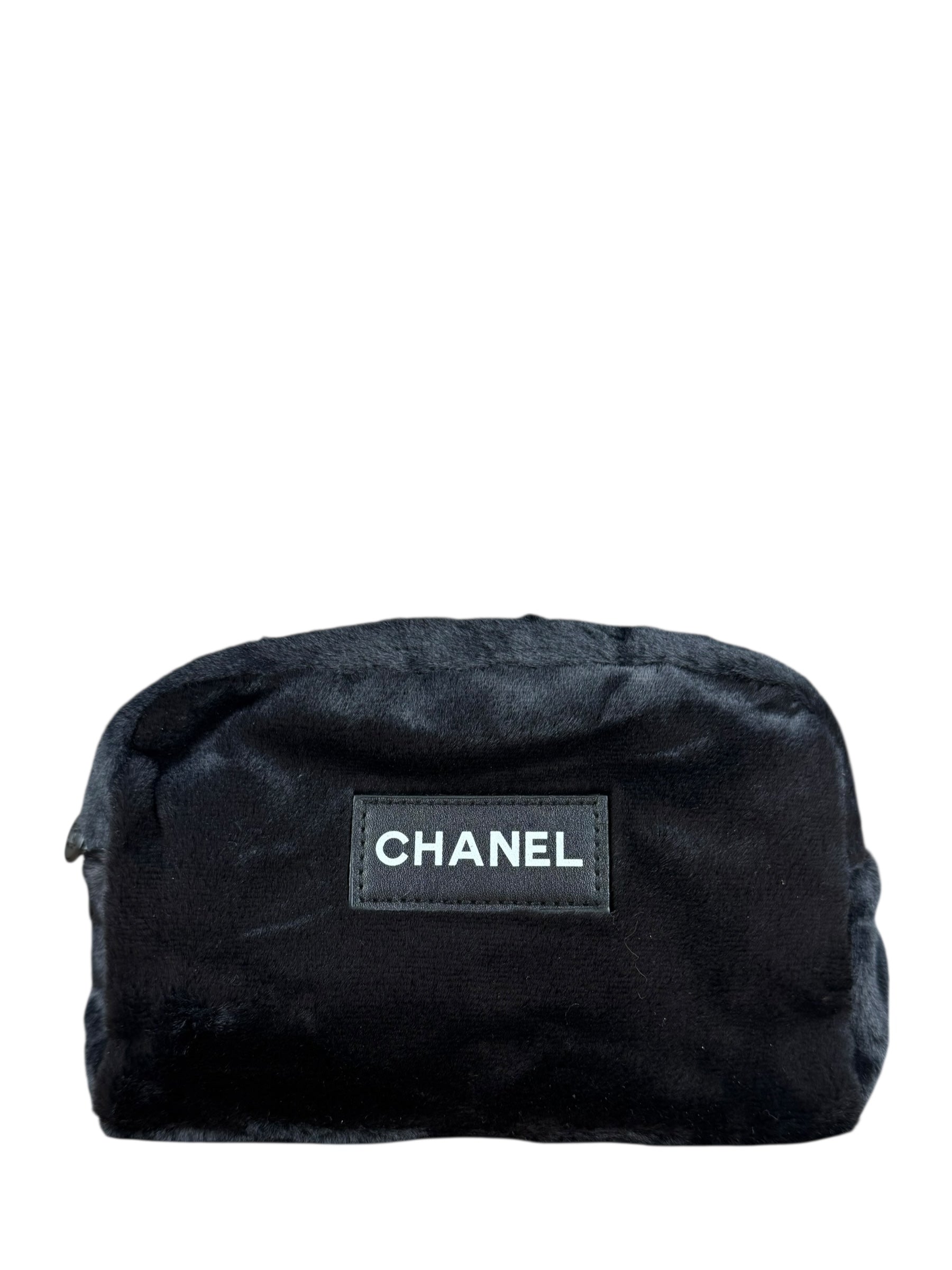 Chanel Beauty Soft Black Zip Cosmetic Pouch